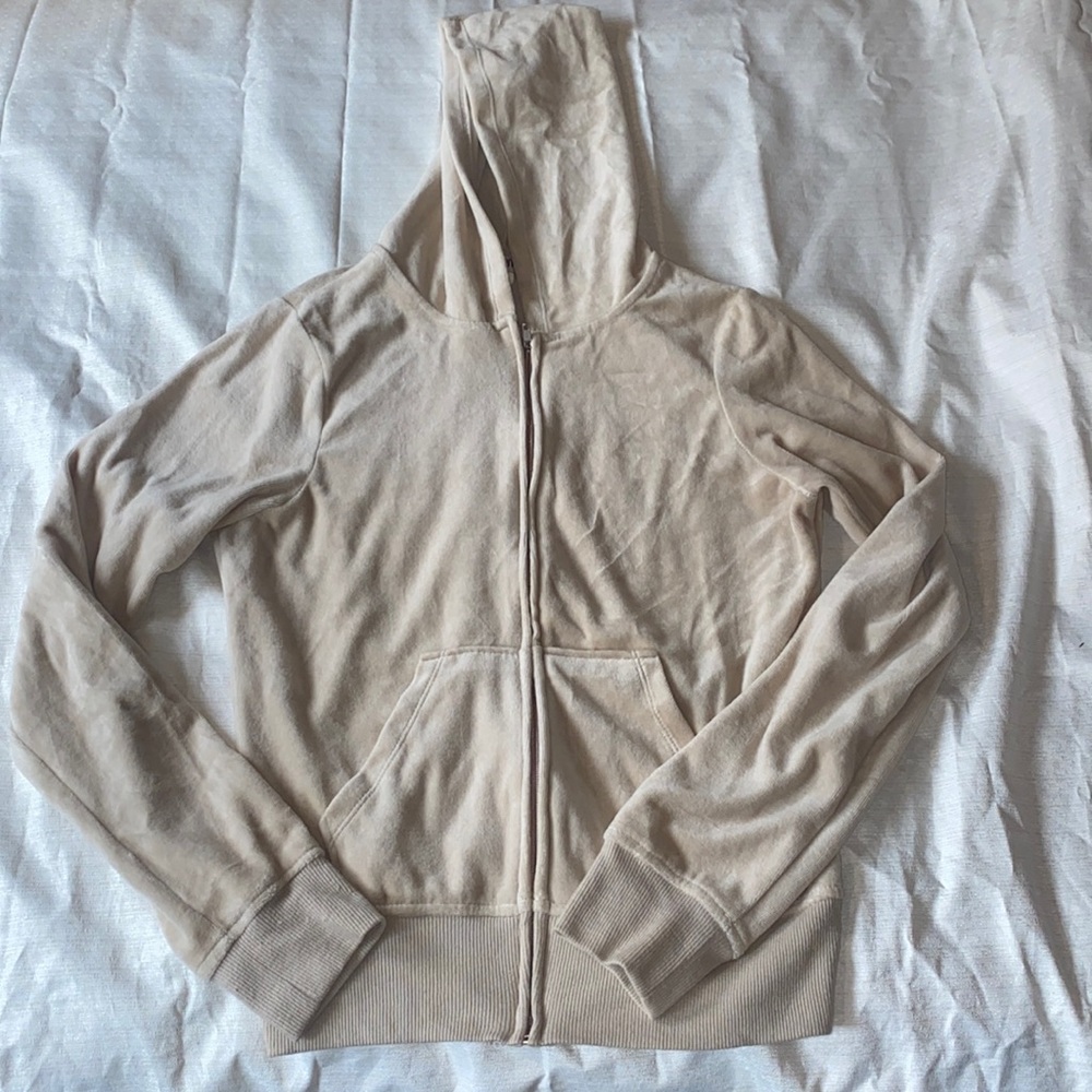 Beige velour track suit jacket y2k